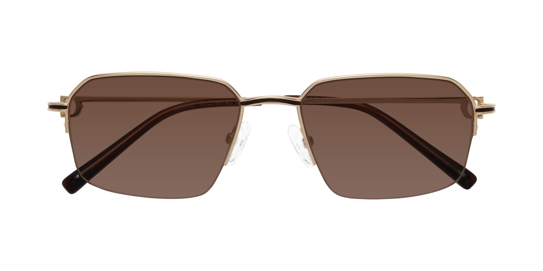 Folded Front of Almond in Gold with Brown Tinted Lenses