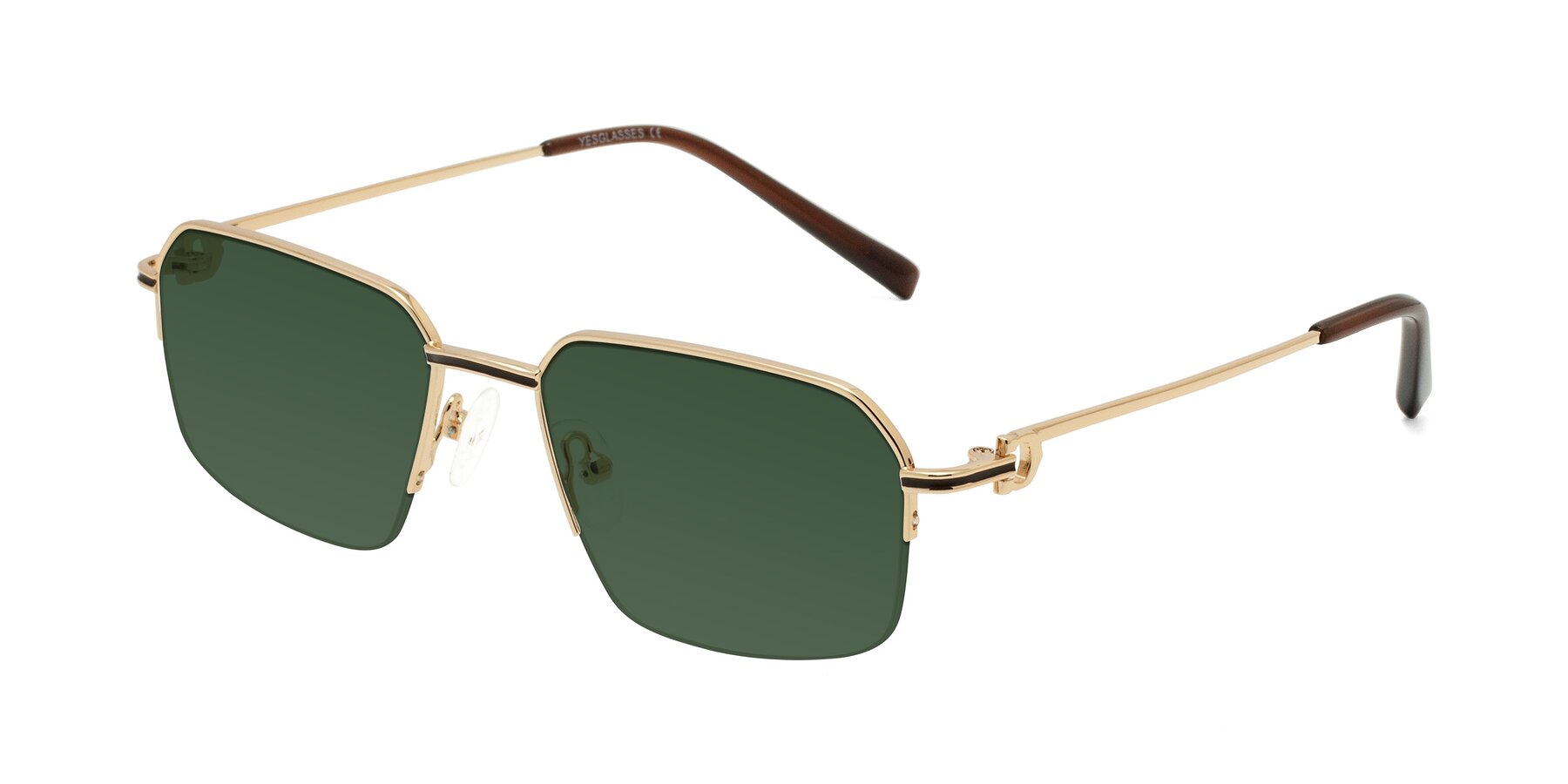 Angle of Almond in Gold with Green Tinted Lenses