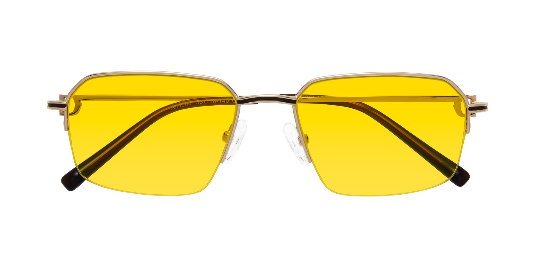 Folded Front of Almond in Gold with Yellow Tinted Lenses