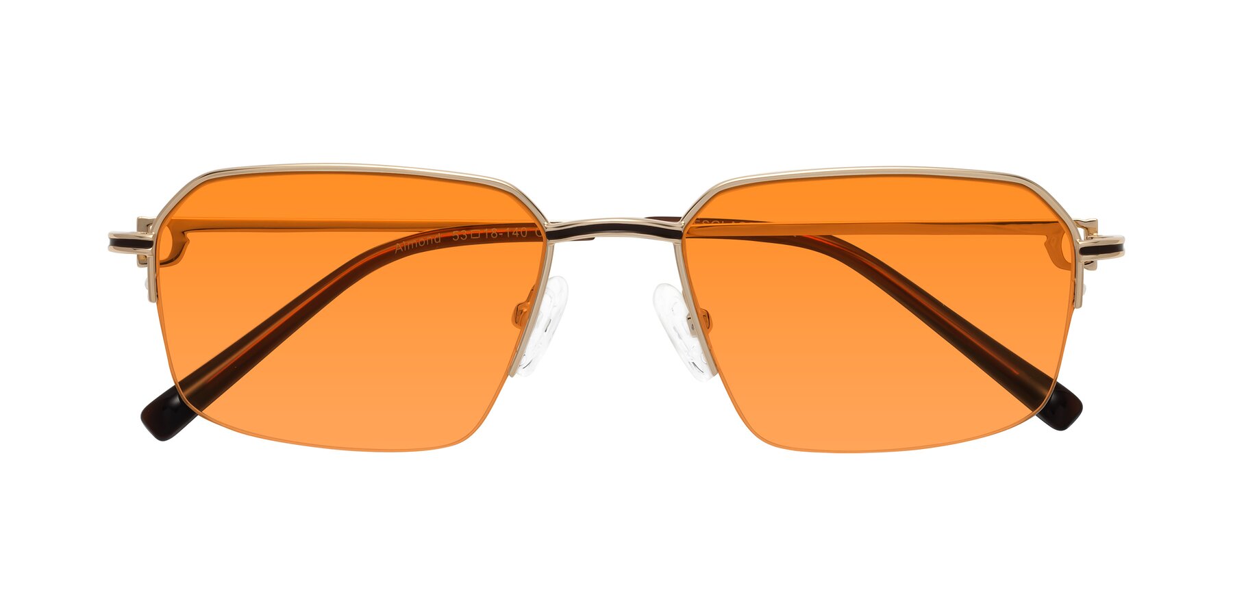 Folded Front of Almond in Gold with Orange Tinted Lenses