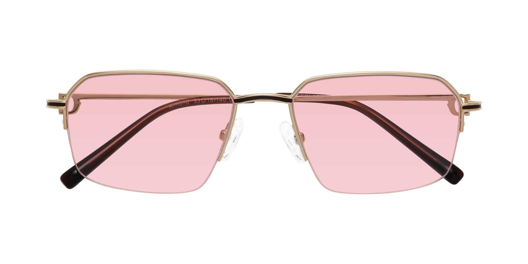 Folded Front of Almond in Gold with Light Garnet Tinted Lenses