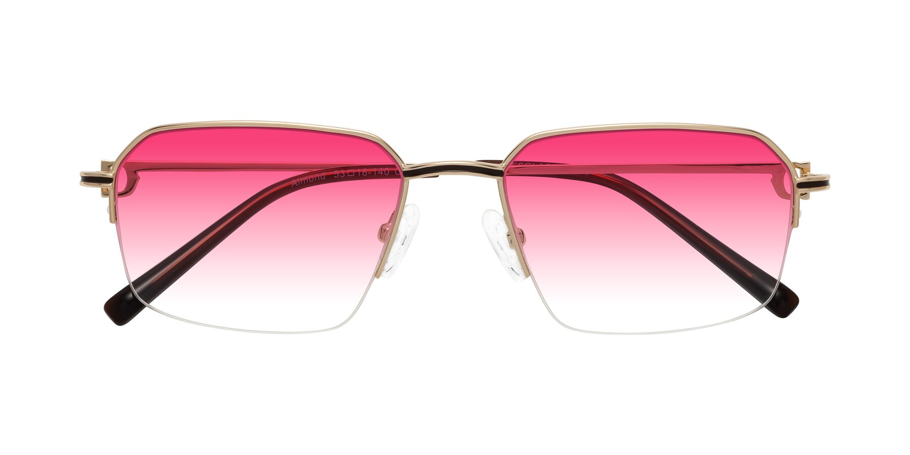 Folded Front of Almond in Gold with Pink Gradient Lenses