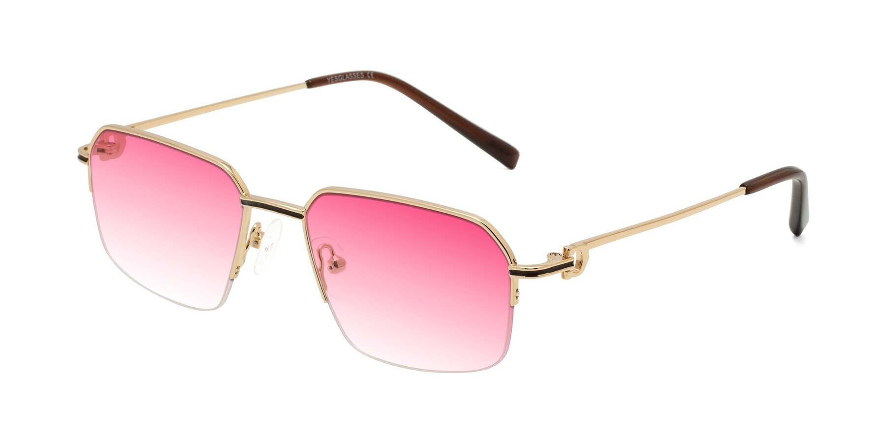 Angle of Almond in Gold with Pink Gradient Lenses