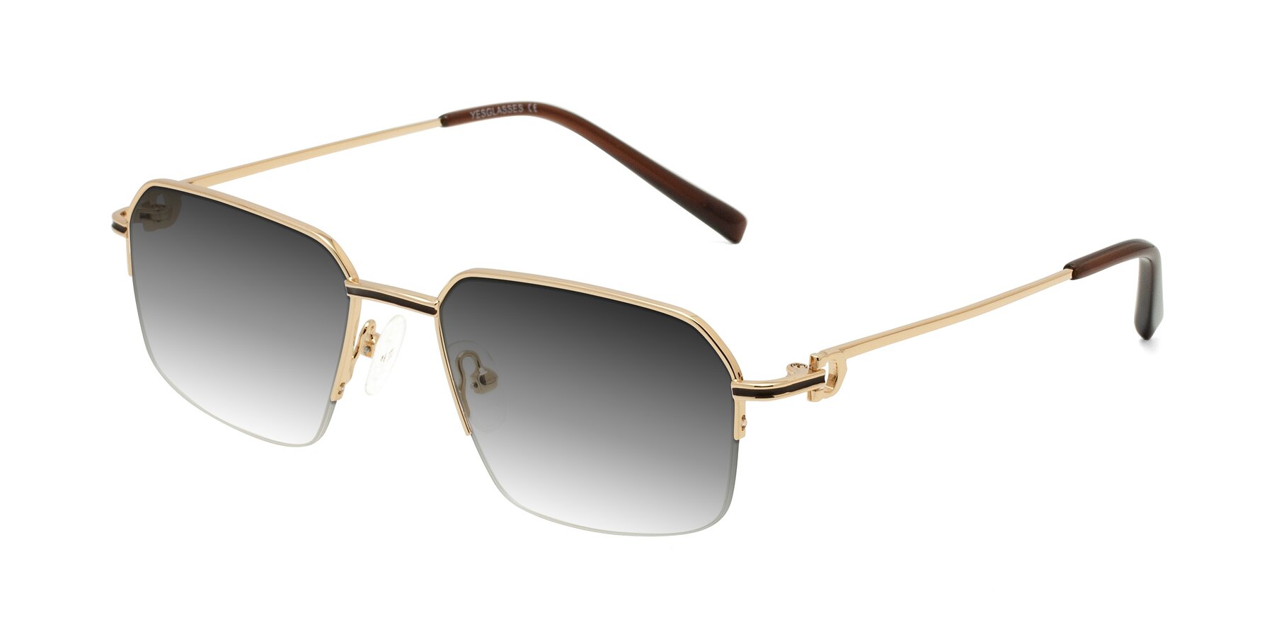 Angle of Almond in Gold with Gray Gradient Lenses