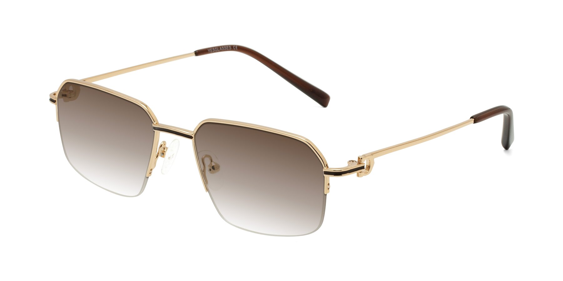 Angle of Almond in Gold with Brown Gradient Lenses