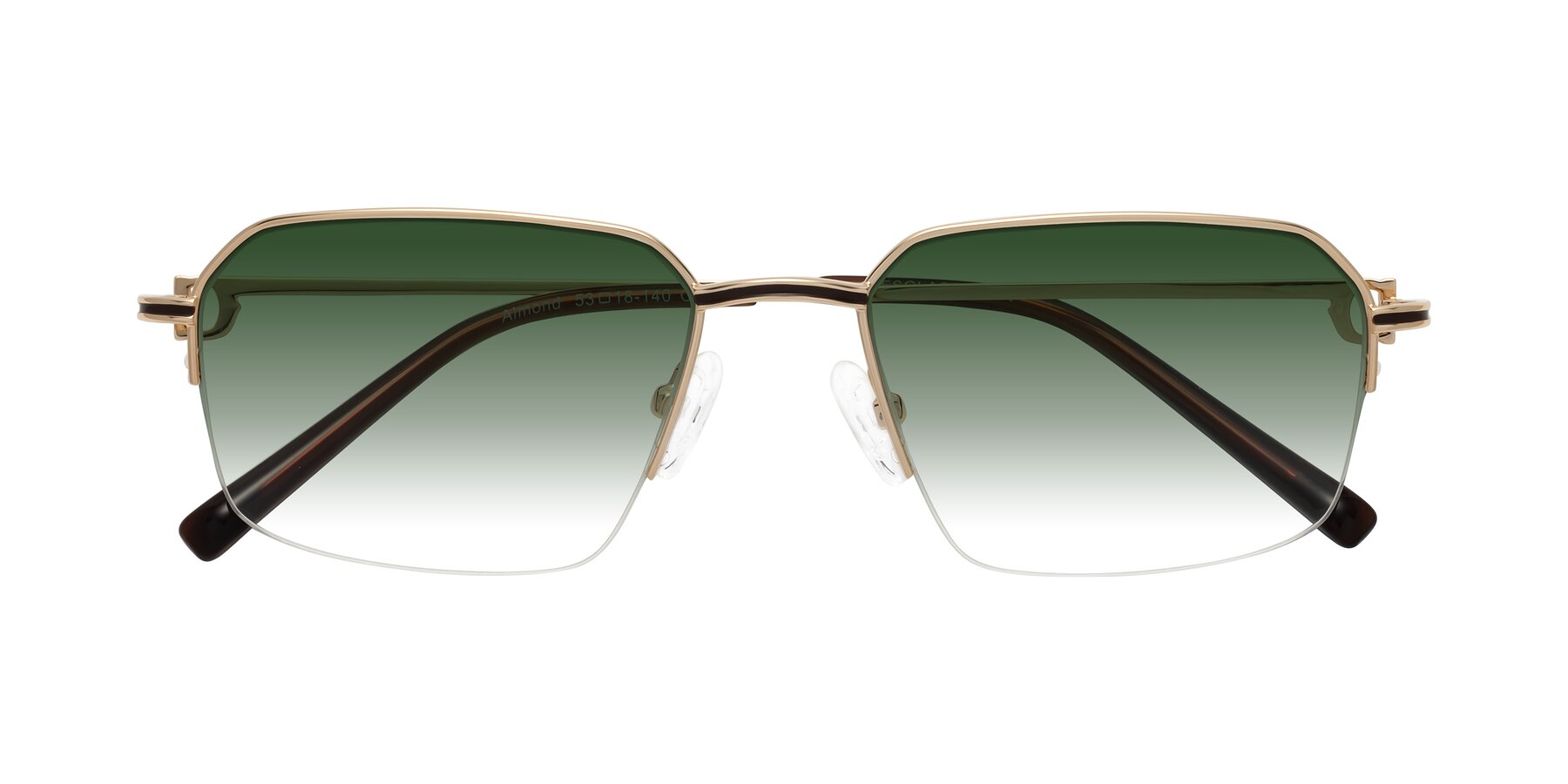 Folded Front of Almond in Gold with Green Gradient Lenses