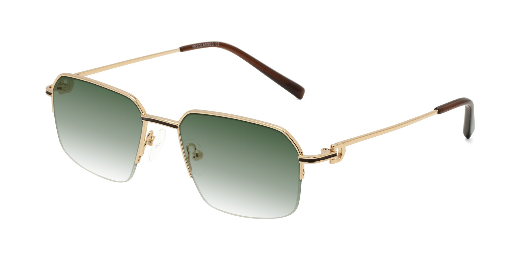 Angle of Almond in Gold with Green Gradient Lenses