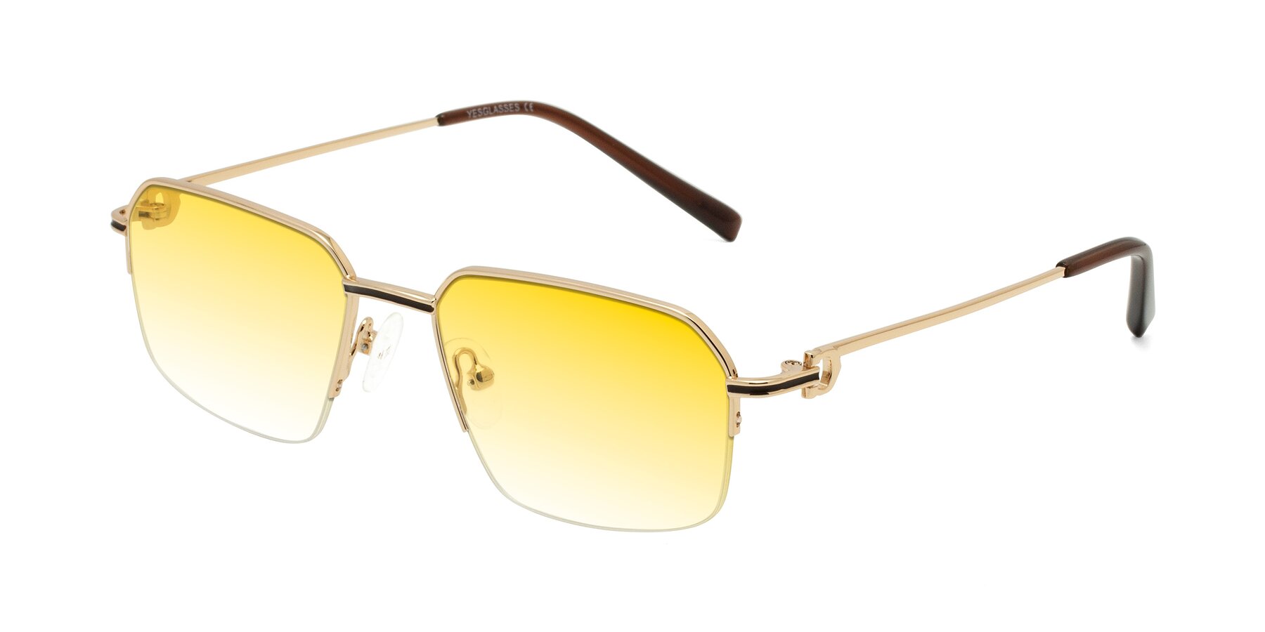 Angle of Almond in Gold with Yellow Gradient Lenses