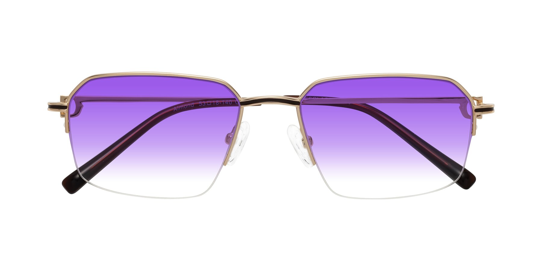 Folded Front of Almond in Gold with Purple Gradient Lenses