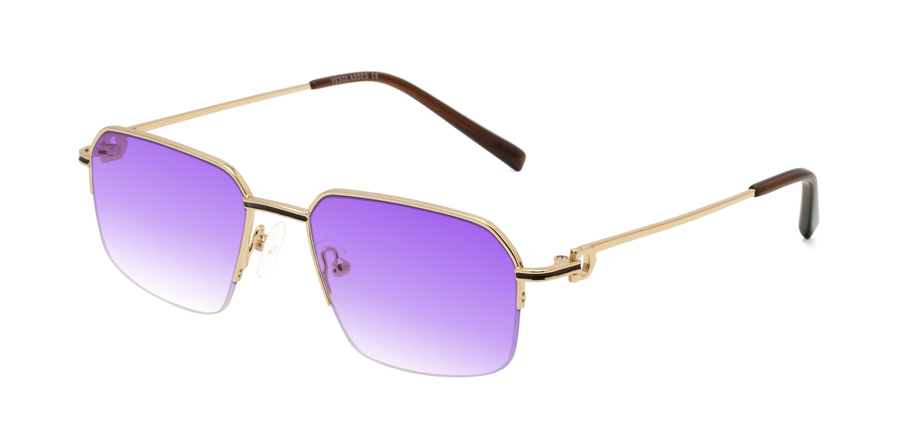 Angle of Almond in Gold with Purple Gradient Lenses