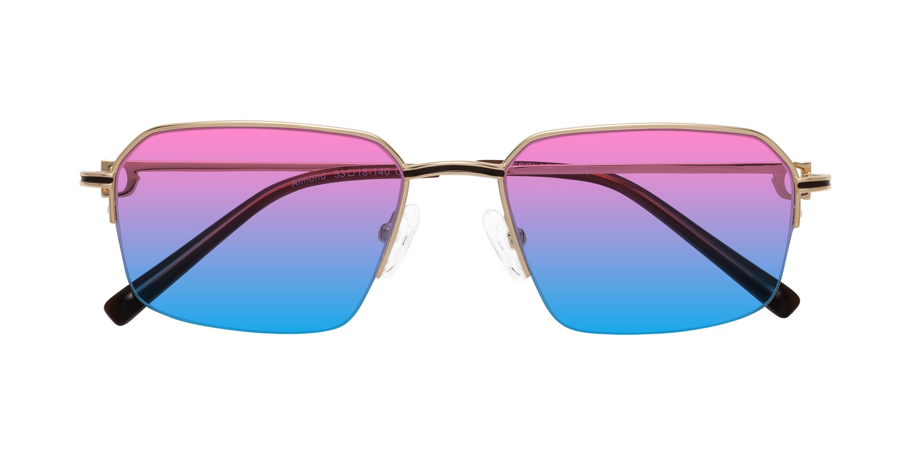 Folded Front of Almond in Gold with Pink / Blue Gradient Lenses