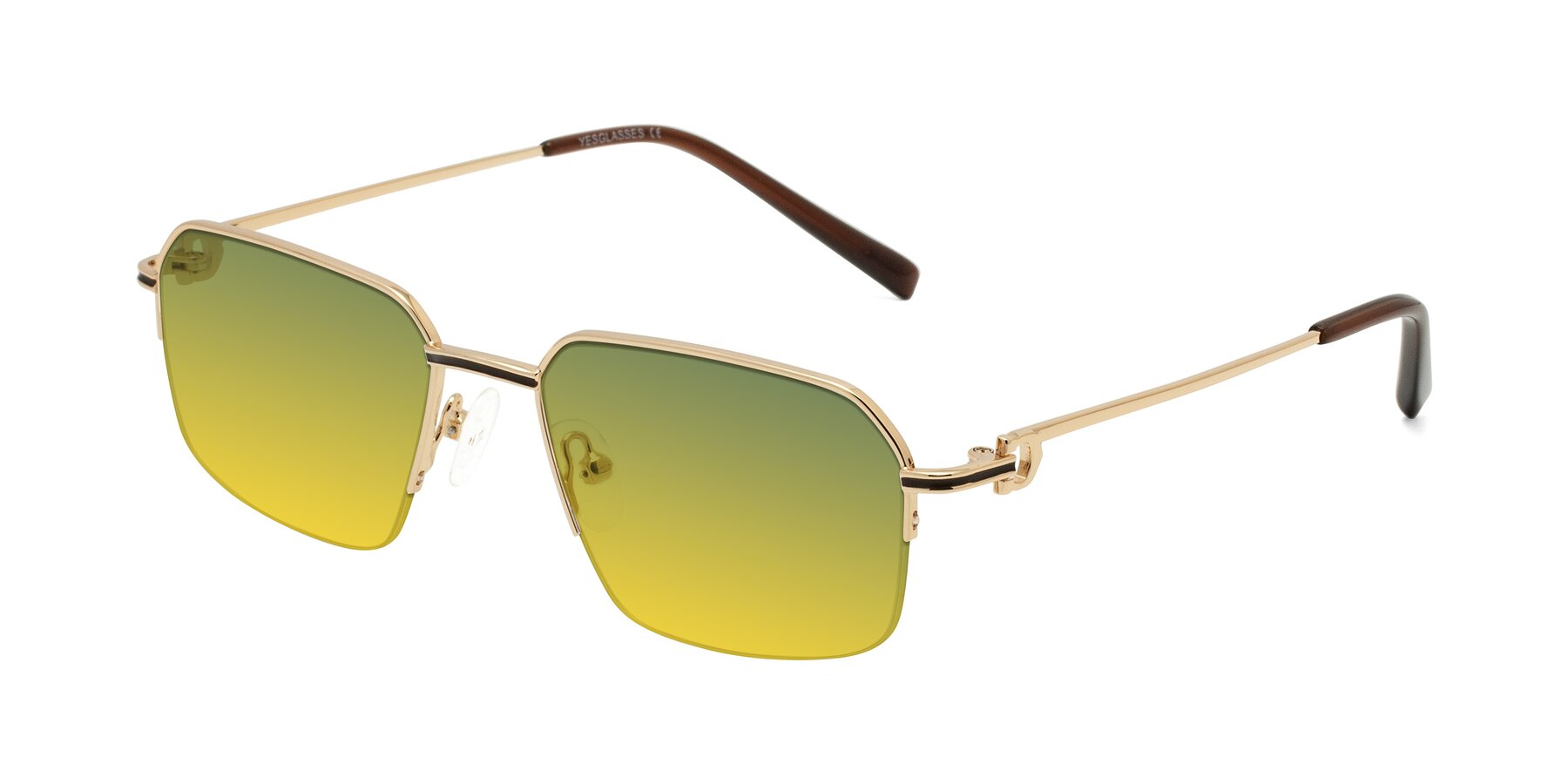 Angle of Almond in Gold with Green / Yellow Gradient Lenses