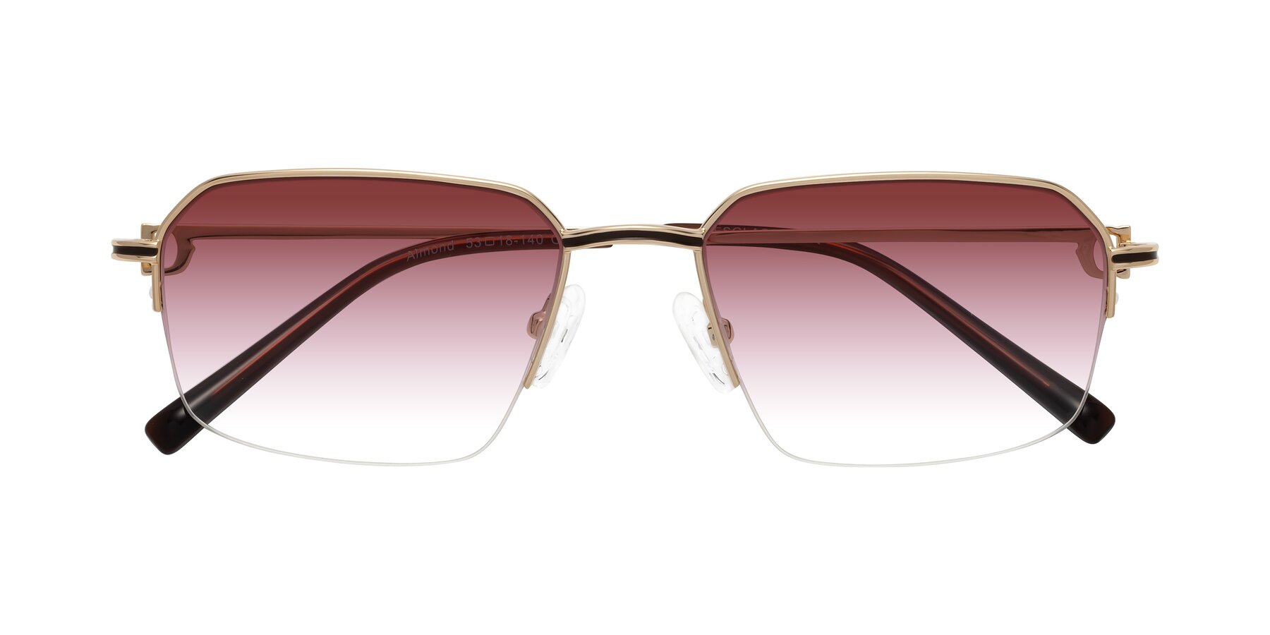 Folded Front of Almond in Gold with Garnet Gradient Lenses