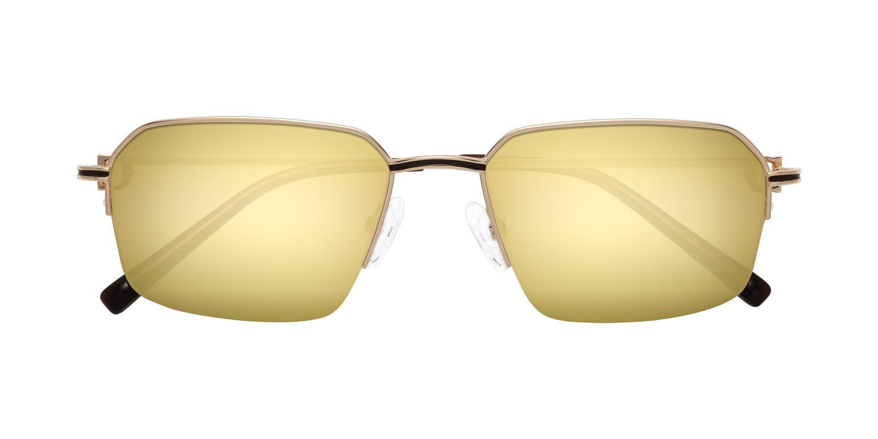 Folded Front of Almond in Gold with Gold Mirrored Lenses