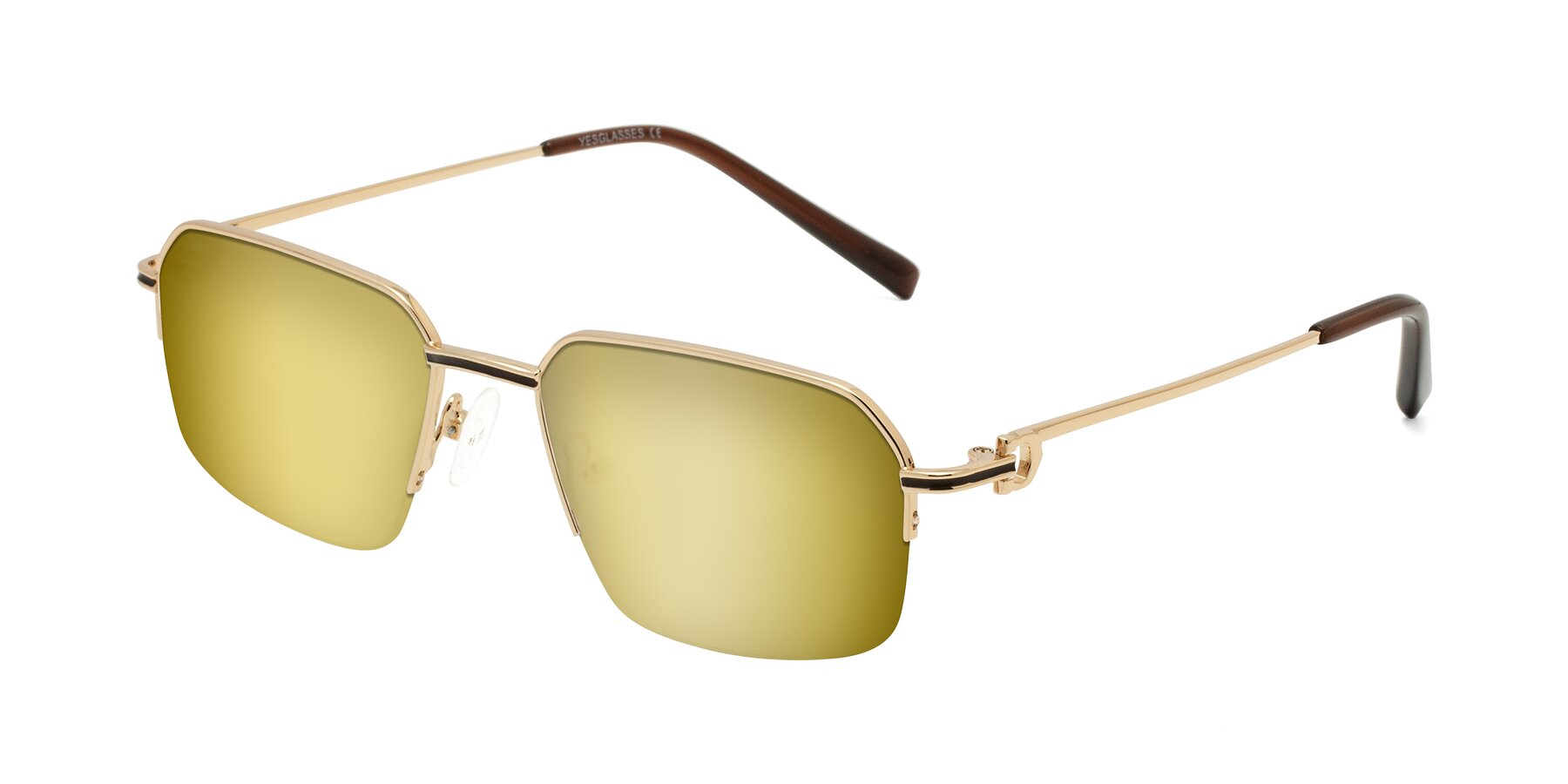 Angle of Almond in Gold with Gold Mirrored Lenses