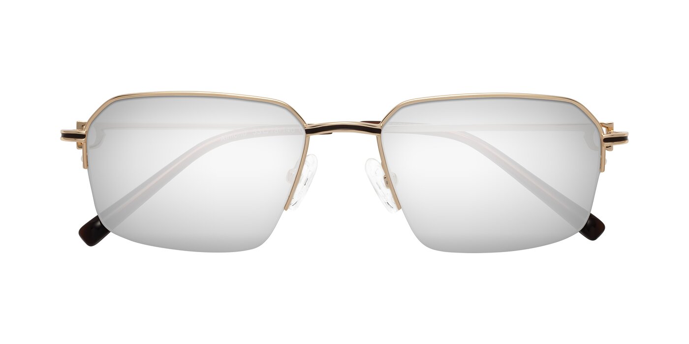 Almond - Gold Flash Mirrored Sunglasses