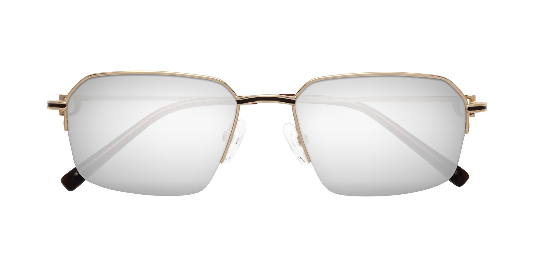 Folded Front of Almond in Gold with Silver Mirrored Lenses