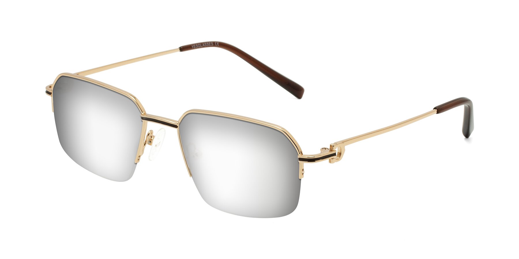 Angle of Almond in Gold with Silver Mirrored Lenses