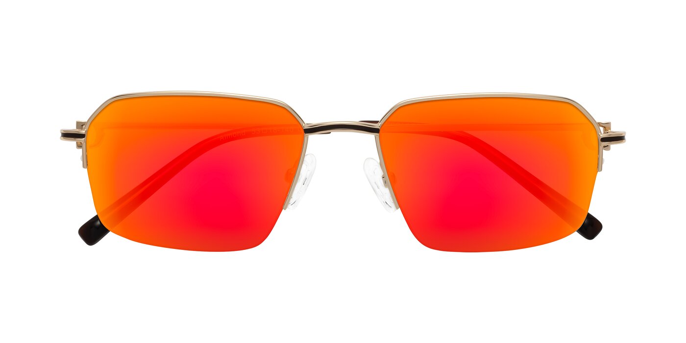 Almond - Gold Flash Mirrored Sunglasses