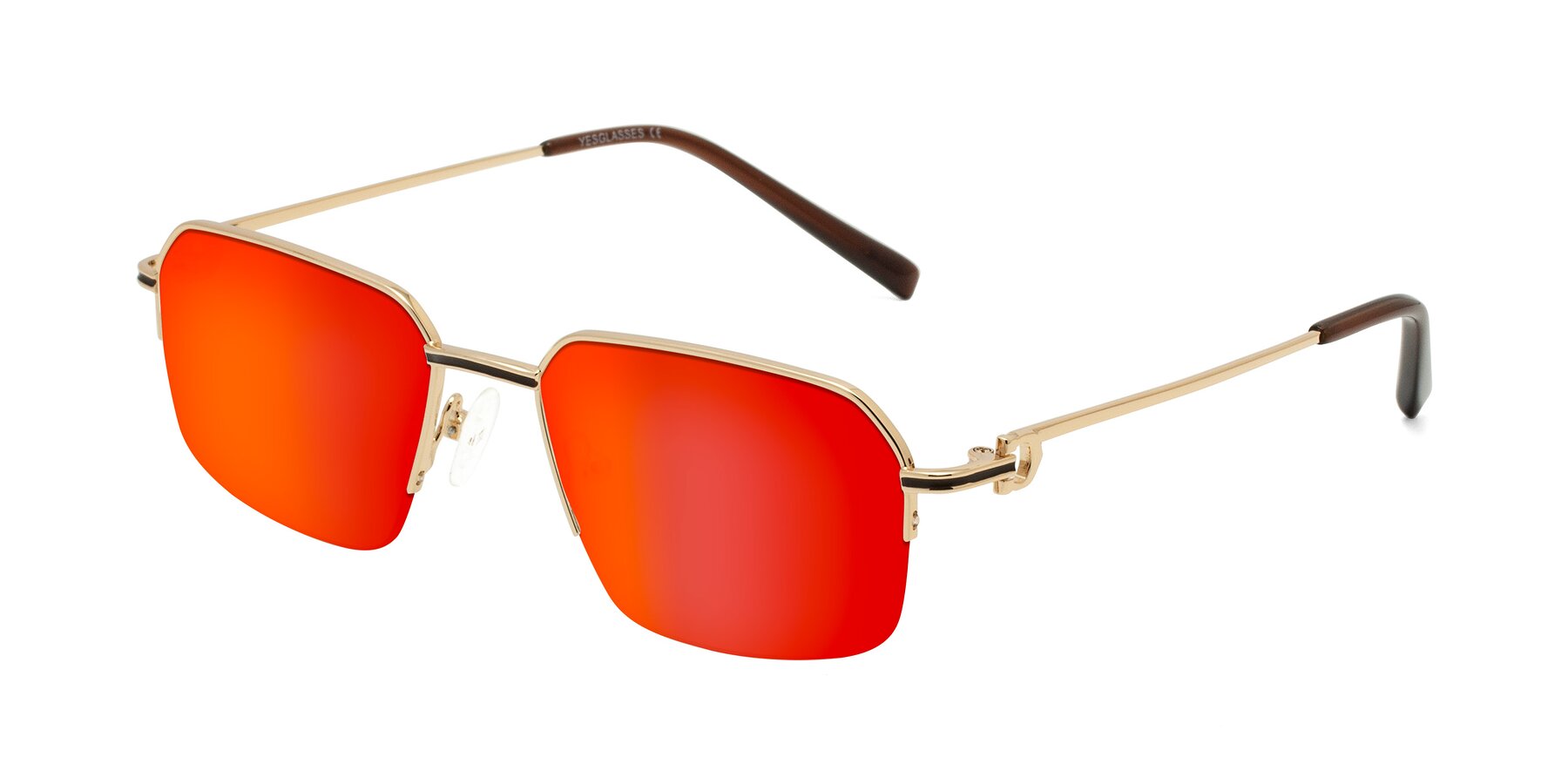 Angle of Almond in Gold with Red Gold Mirrored Lenses