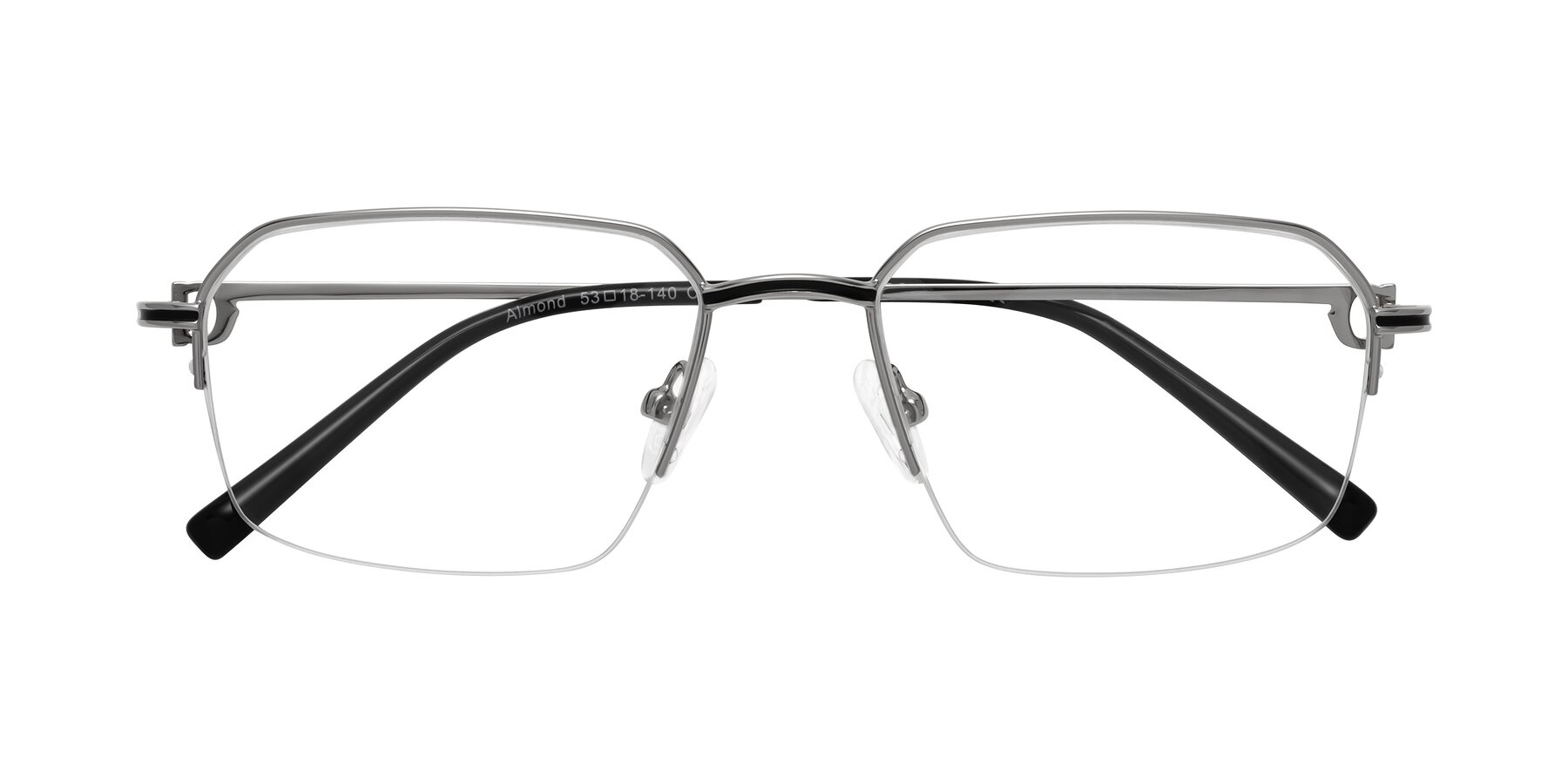 Folded Front of Almond in Silver with Clear Eyeglass Lenses