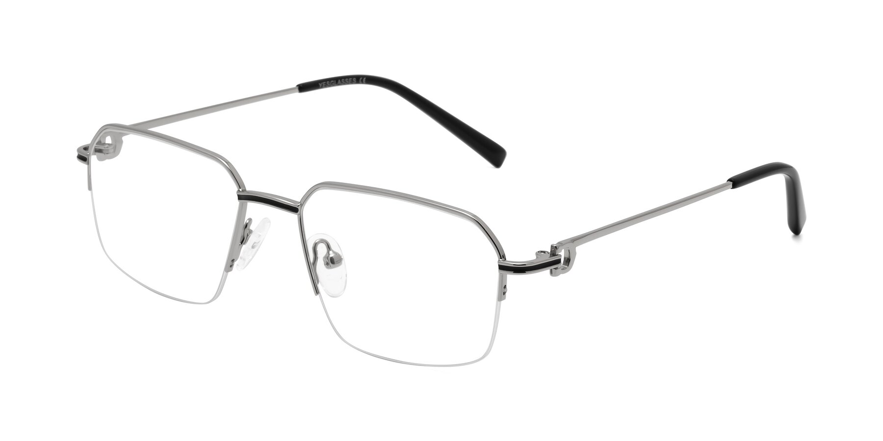 Angle of Almond in Silver with Clear Eyeglass Lenses