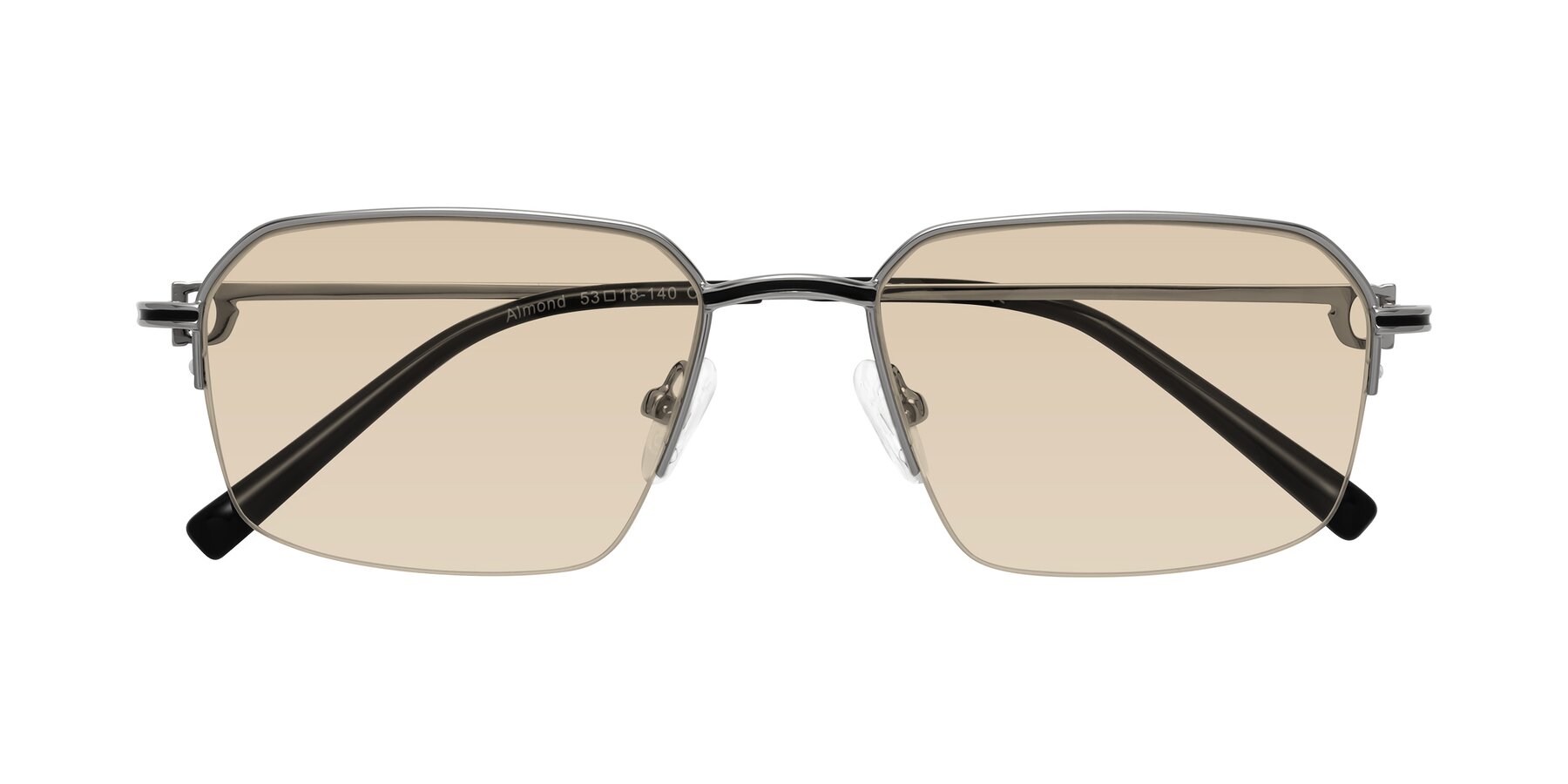 Folded Front of Almond in Silver with Light Brown Tinted Lenses