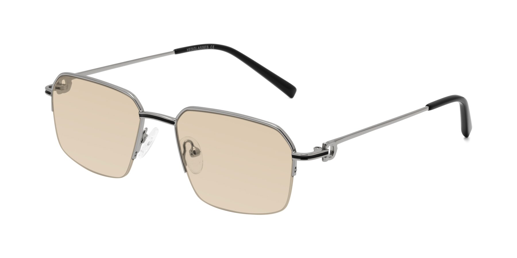 Angle of Almond in Silver with Light Brown Tinted Lenses