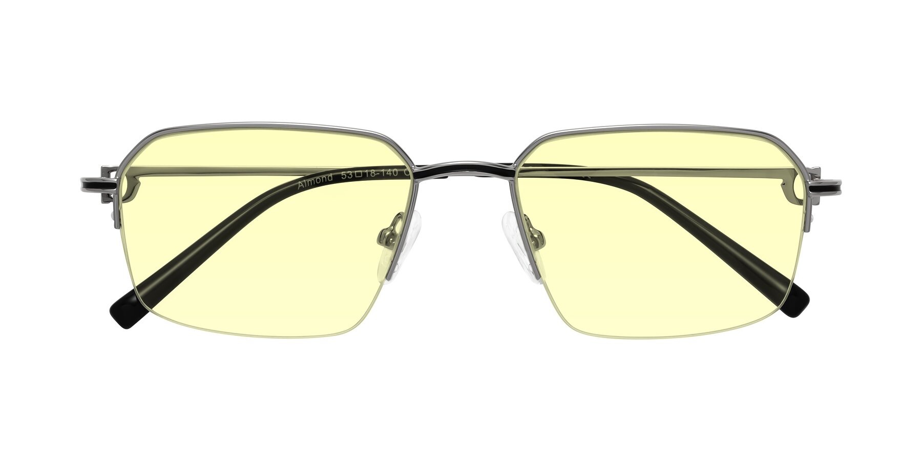 Folded Front of Almond in Silver with Light Yellow Tinted Lenses