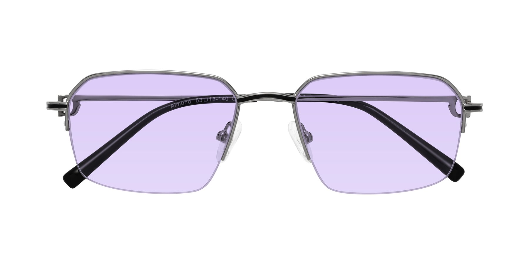 Folded Front of Almond in Silver with Light Purple Tinted Lenses