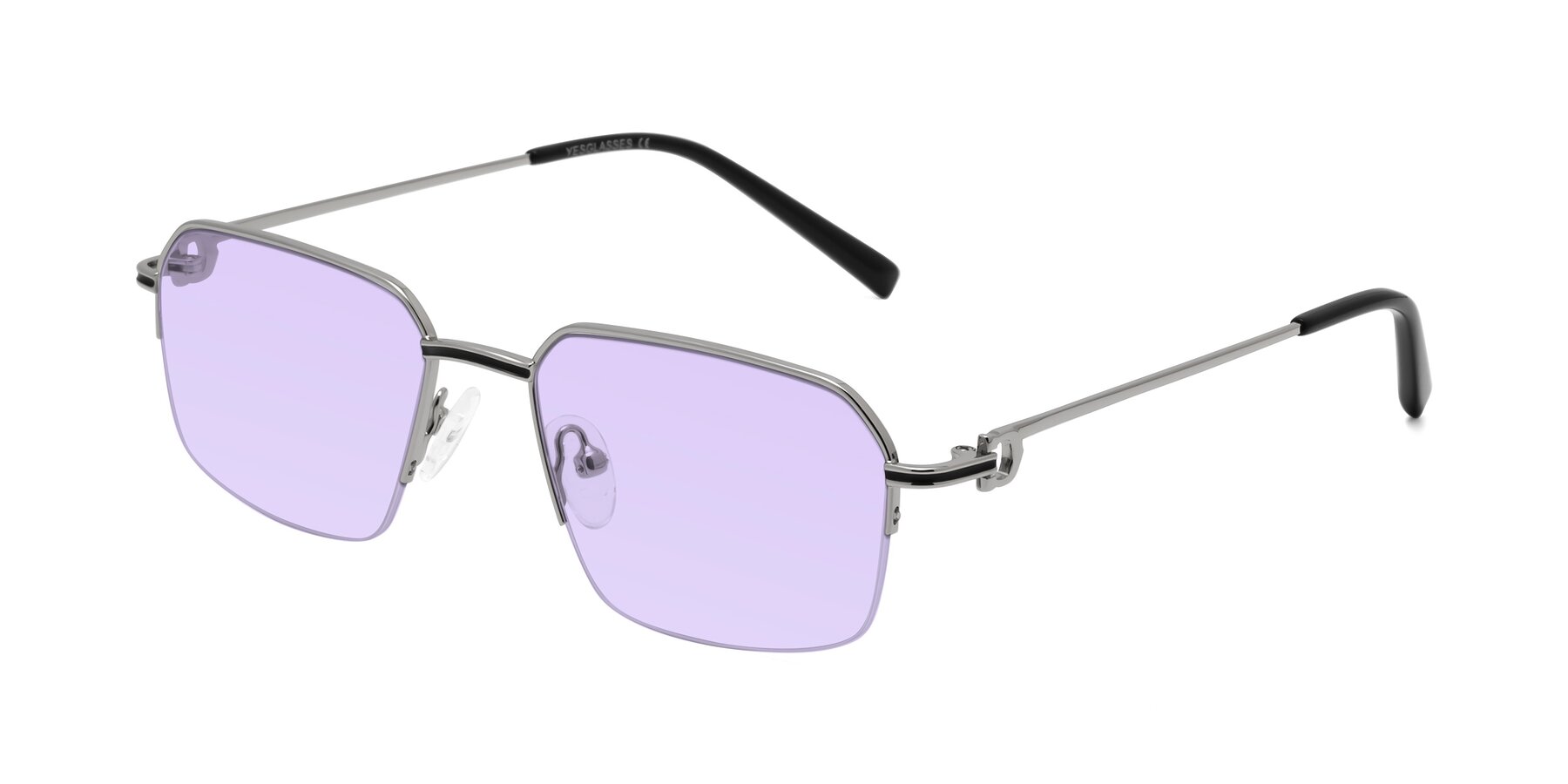 Angle of Almond in Silver with Light Purple Tinted Lenses