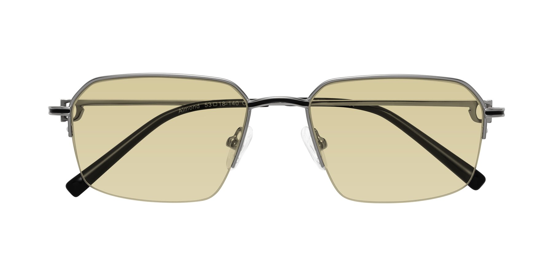 Folded Front of Almond in Silver with Light Champagne Tinted Lenses