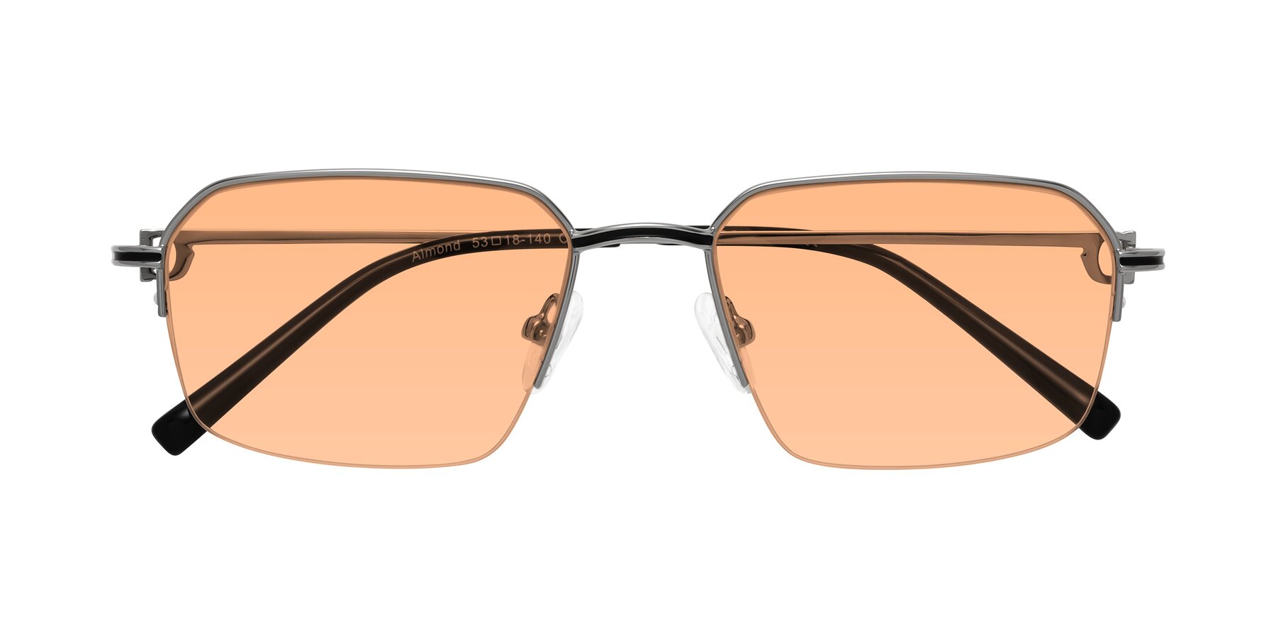 Folded Front of Almond in Silver with Light Orange Tinted Lenses