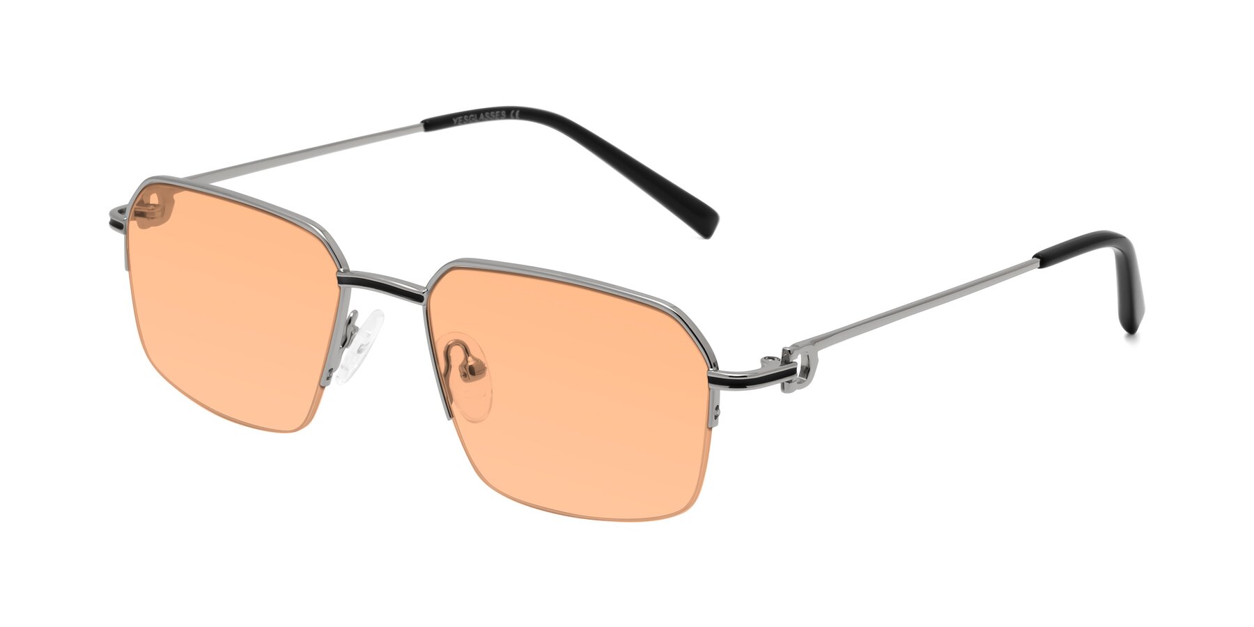 Angle of Almond in Silver with Light Orange Tinted Lenses