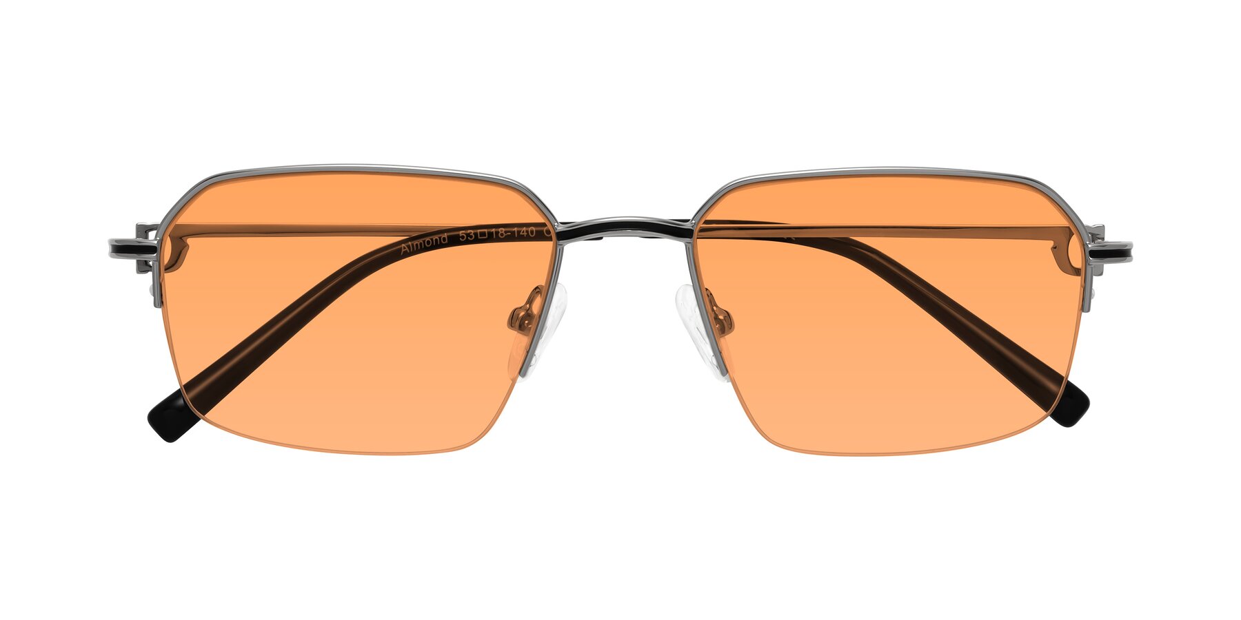 Folded Front of Almond in Silver with Medium Orange Tinted Lenses