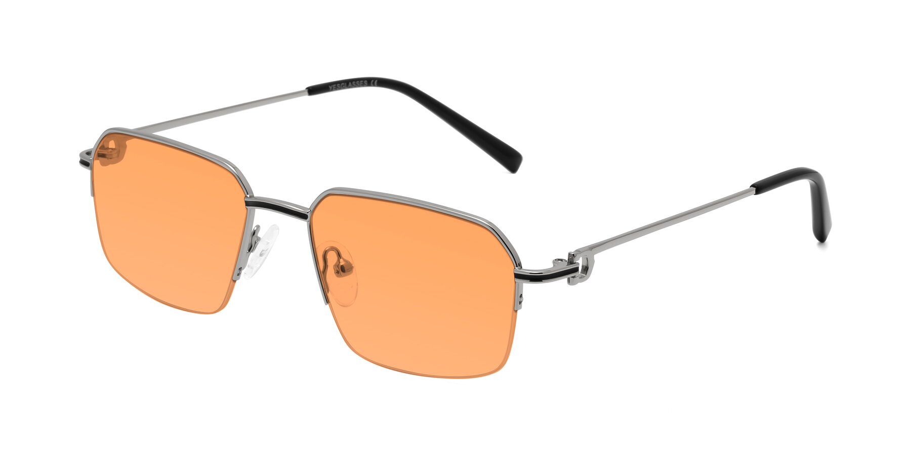 Angle of Almond in Silver with Medium Orange Tinted Lenses