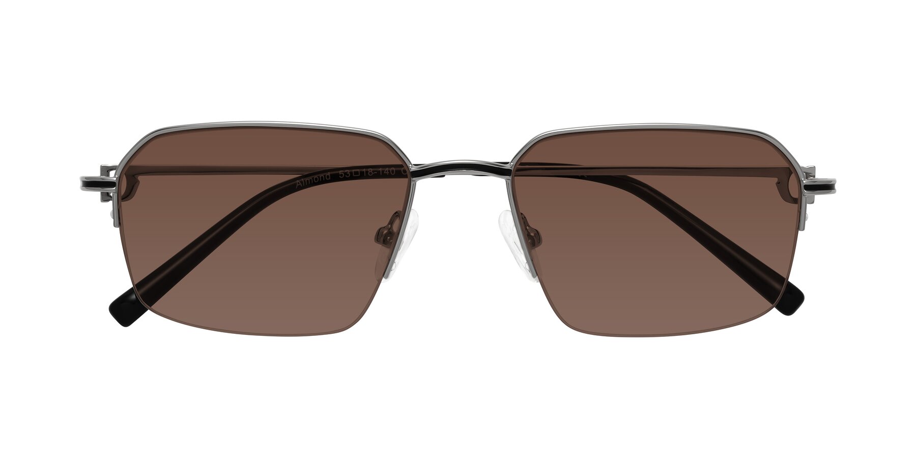 Folded Front of Almond in Silver with Brown Tinted Lenses