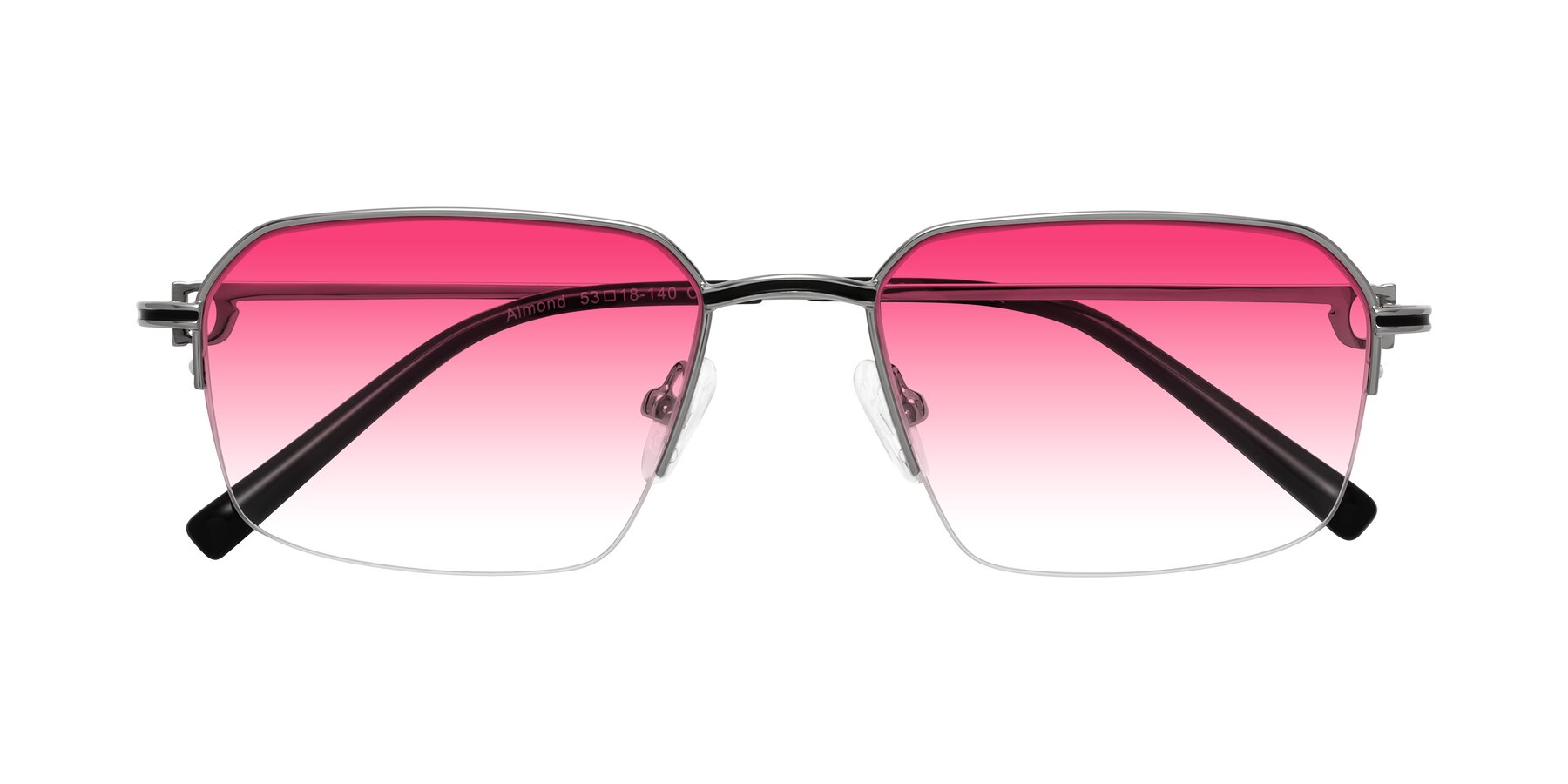 Folded Front of Almond in Silver with Pink Gradient Lenses