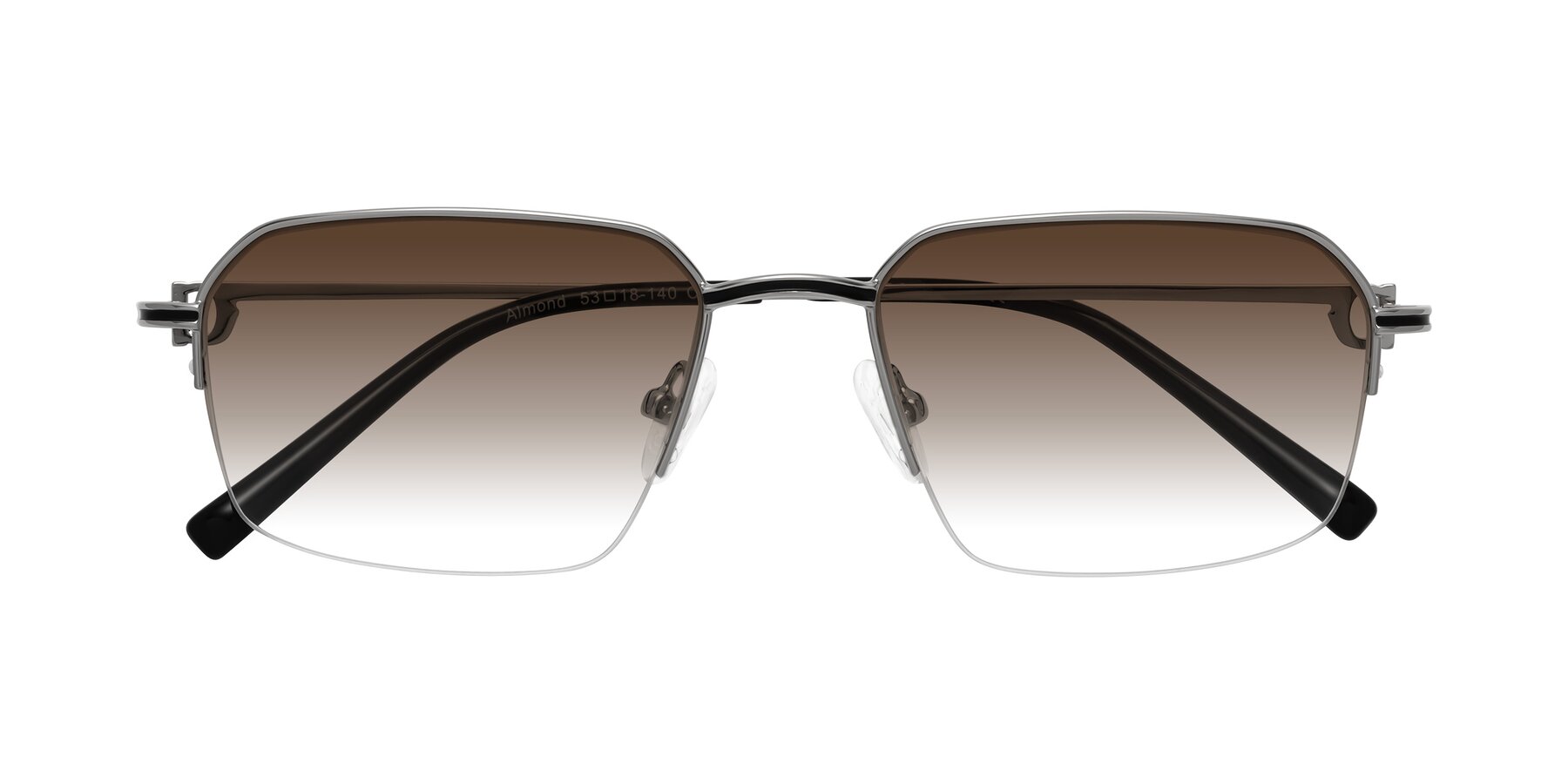 Folded Front of Almond in Silver with Brown Gradient Lenses