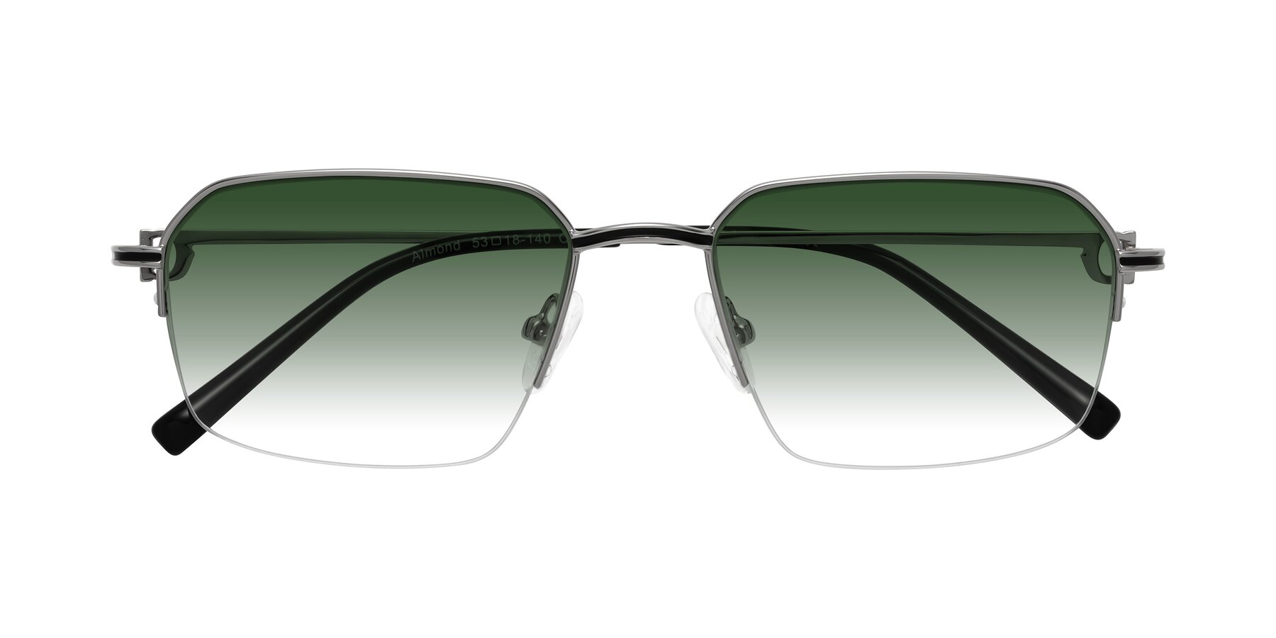 Folded Front of Almond in Silver with Green Gradient Lenses