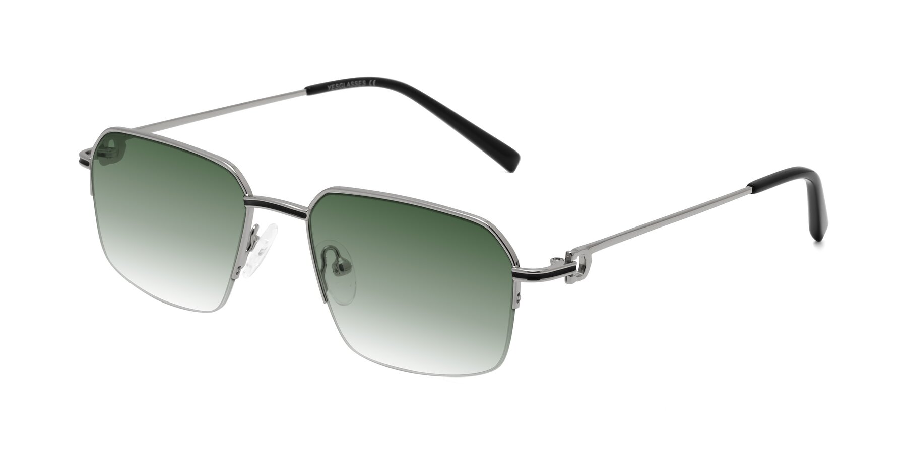 Angle of Almond in Silver with Green Gradient Lenses