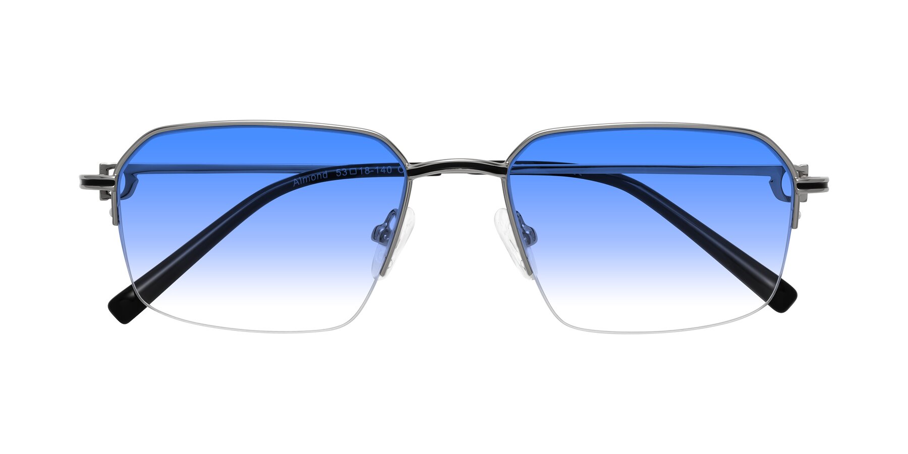 Folded Front of Almond in Silver with Blue Gradient Lenses