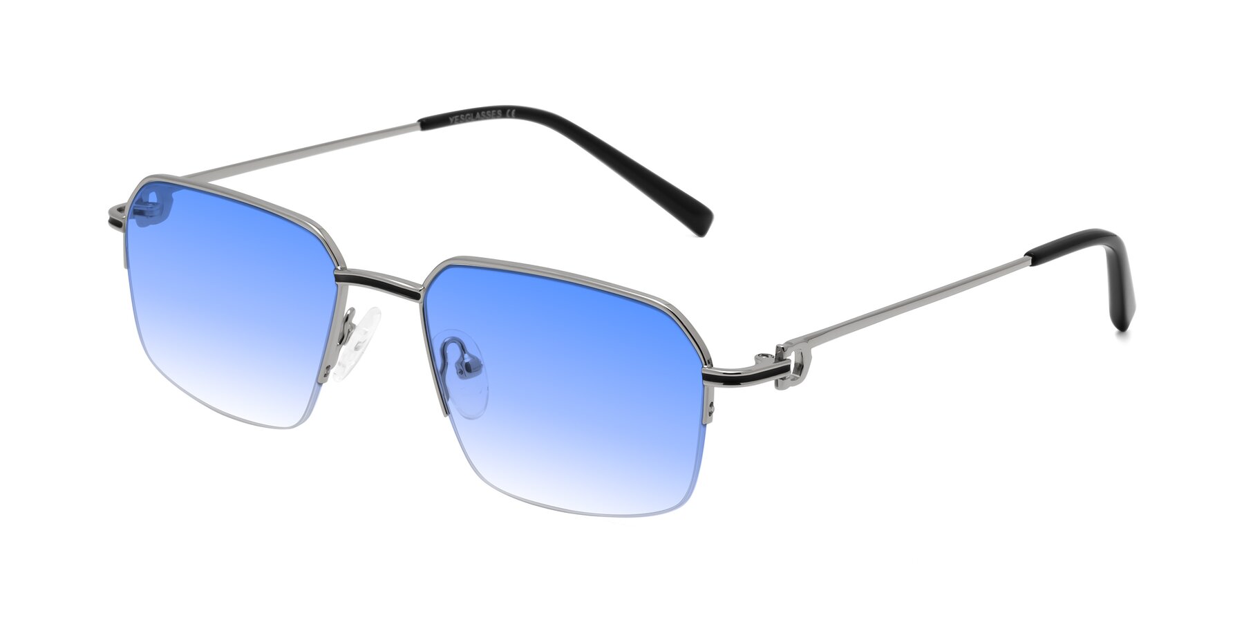 Angle of Almond in Silver with Blue Gradient Lenses