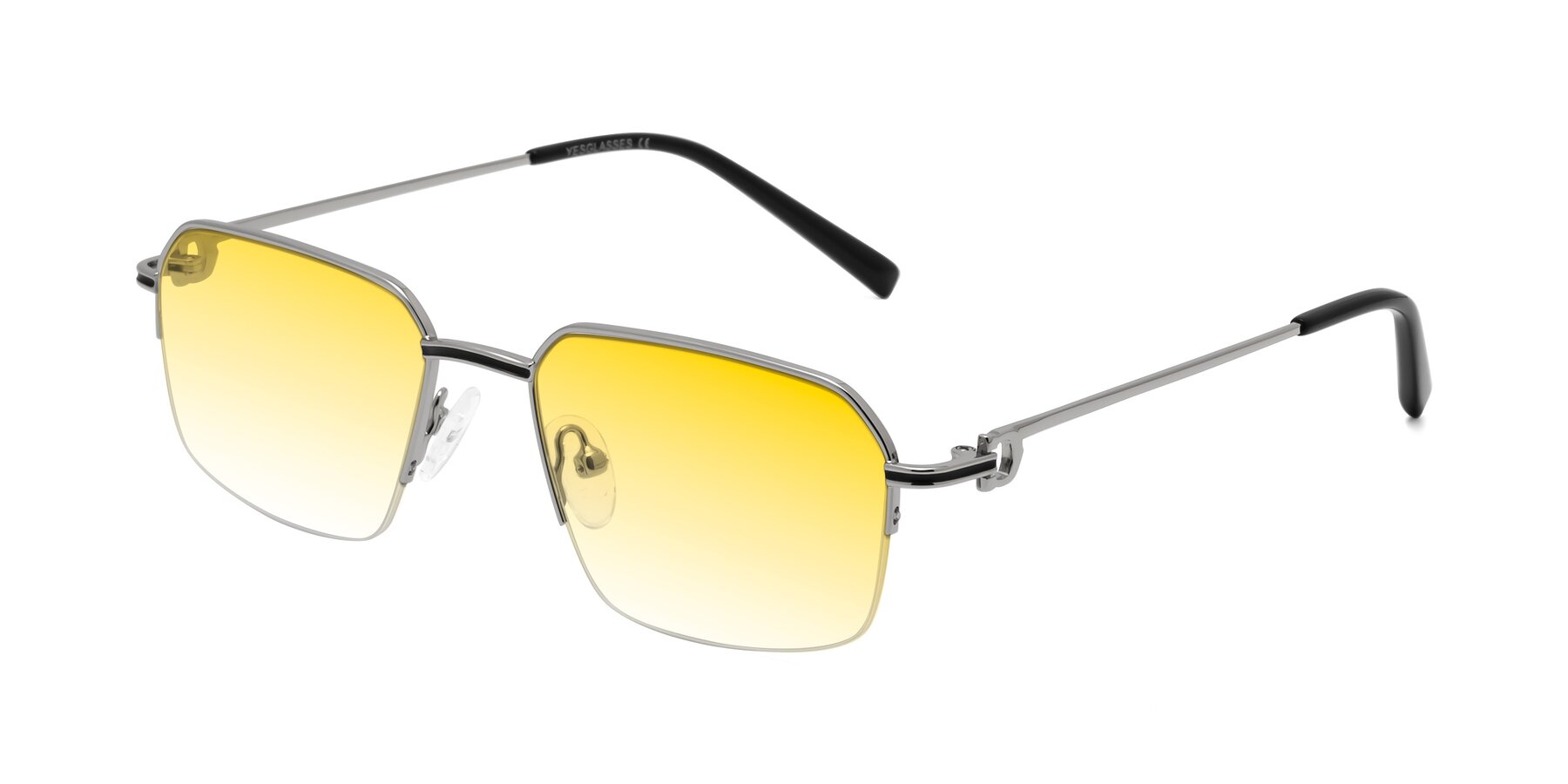 Angle of Almond in Silver with Yellow Gradient Lenses