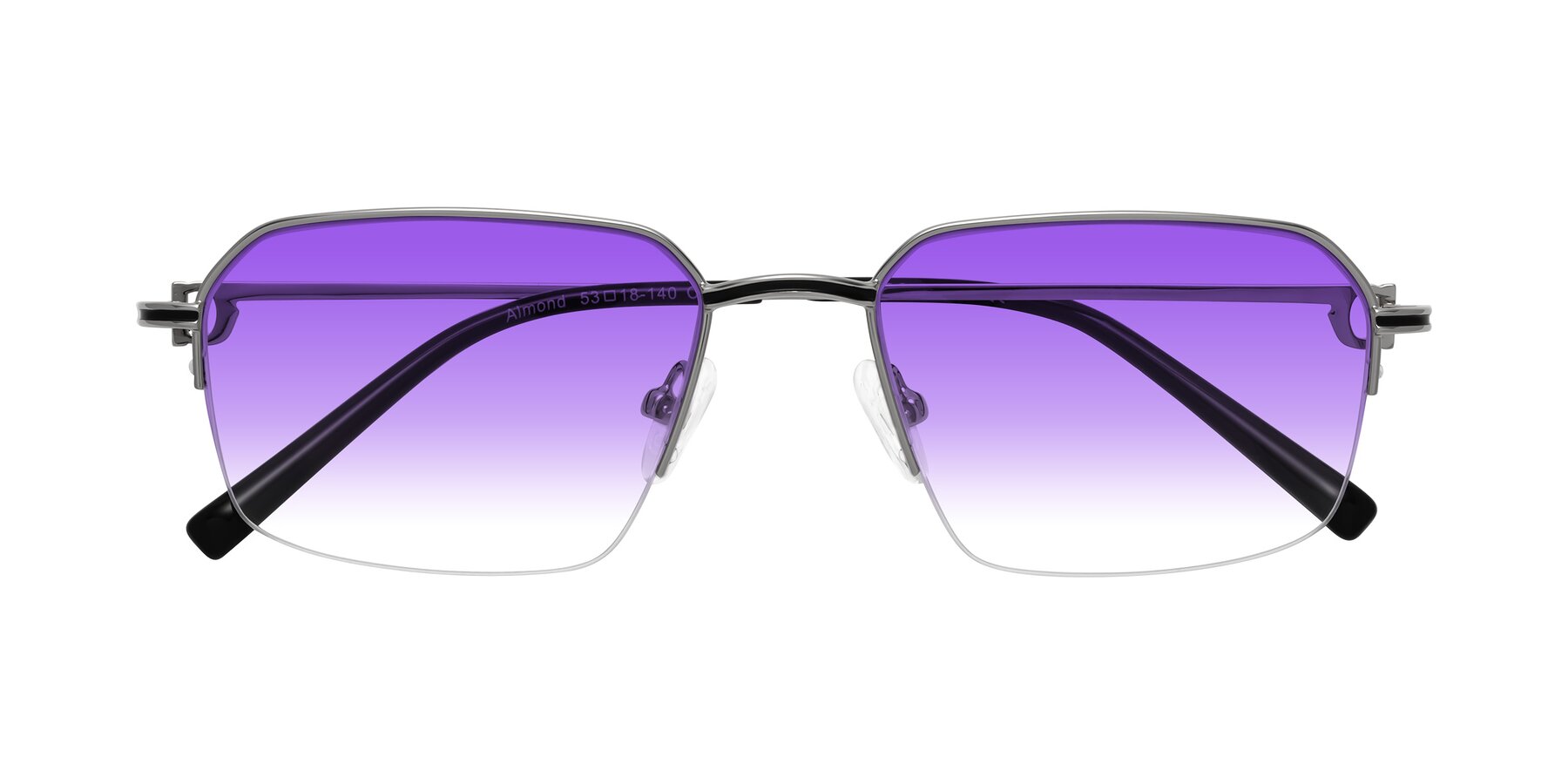 Folded Front of Almond in Silver with Purple Gradient Lenses