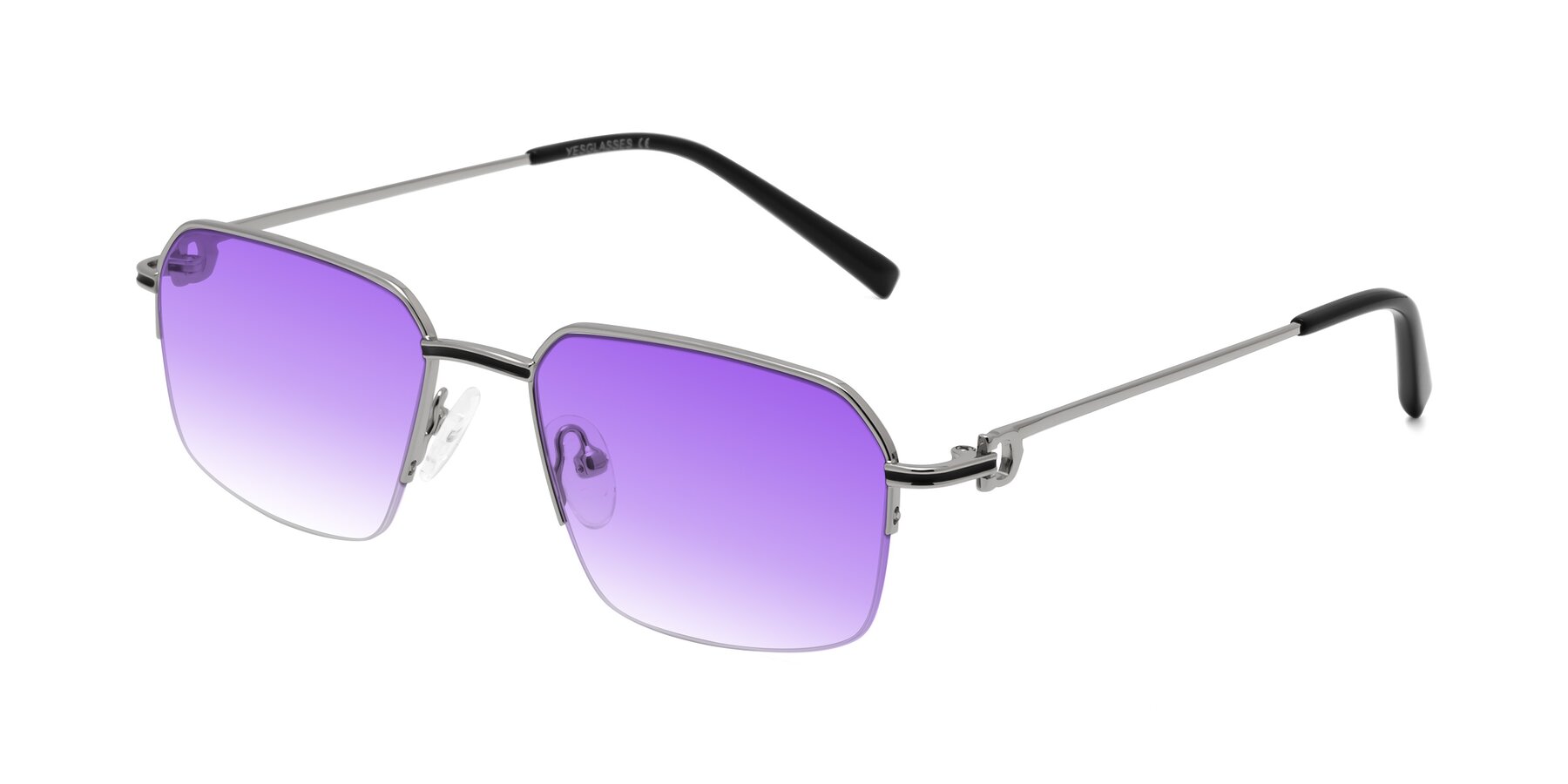 Angle of Almond in Silver with Purple Gradient Lenses