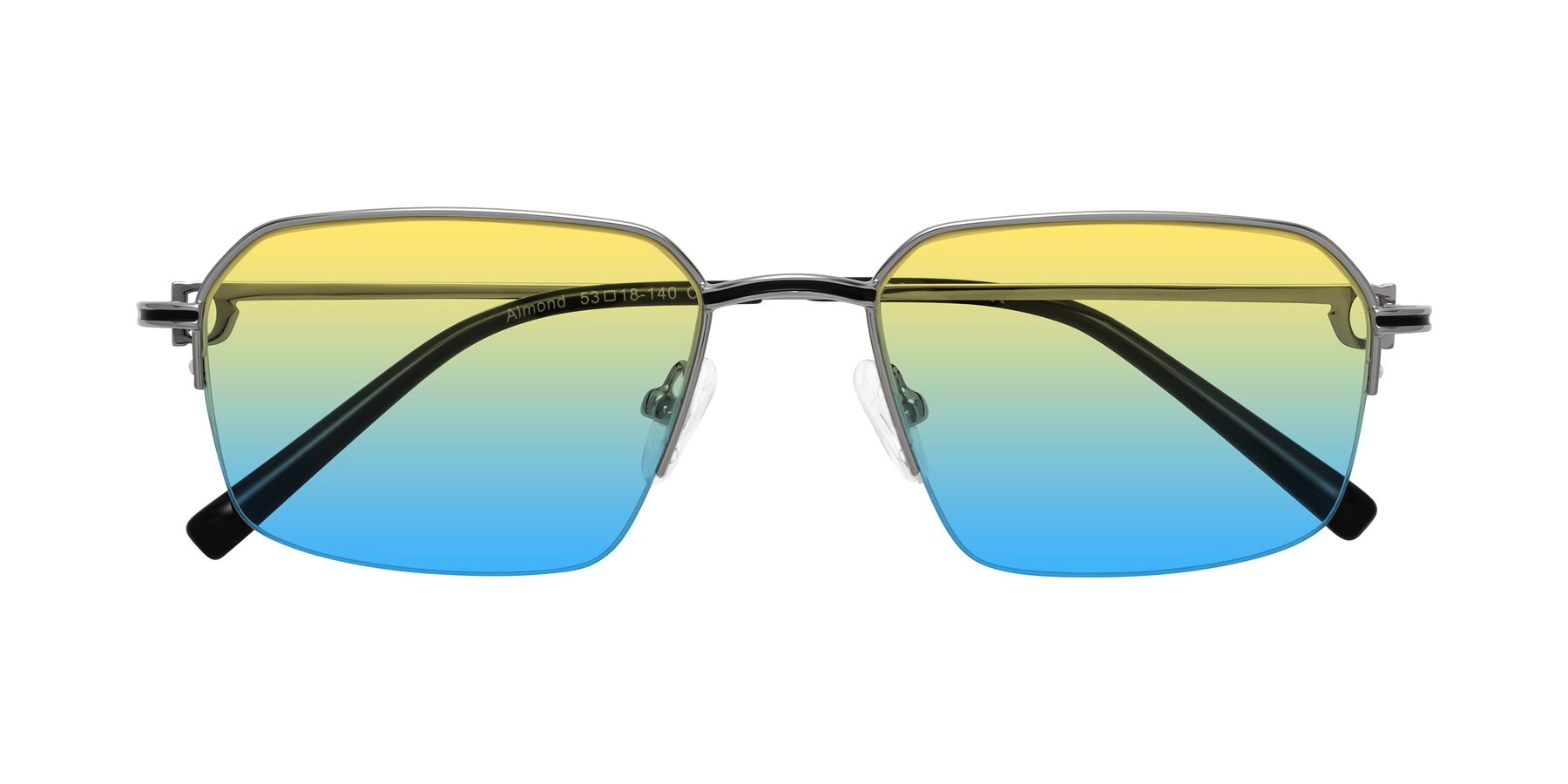 Folded Front of Almond in Silver with Yellow / Blue Gradient Lenses