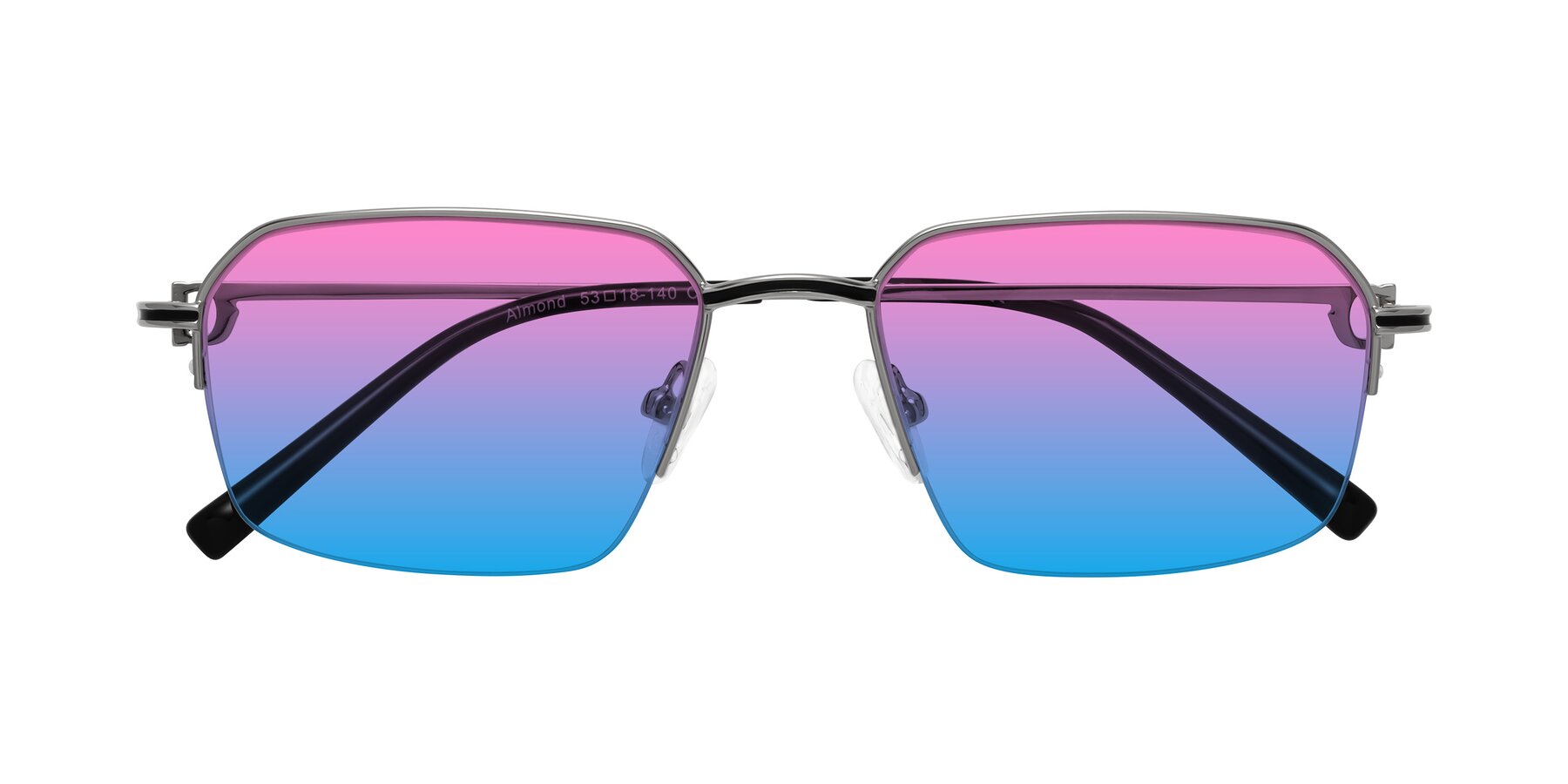 Folded Front of Almond in Silver with Pink / Blue Gradient Lenses