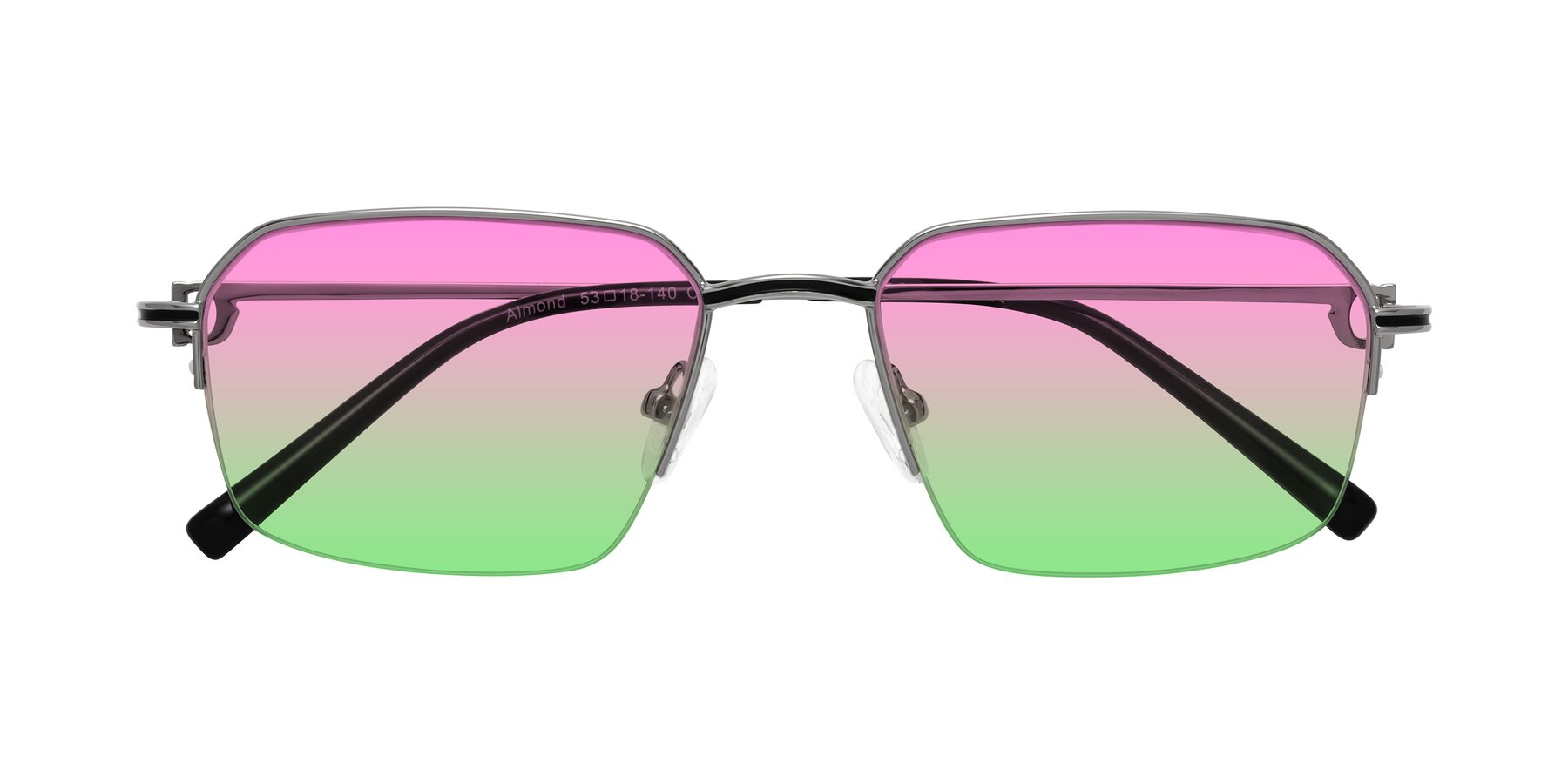 Folded Front of Almond in Silver with Pink / Green Gradient Lenses