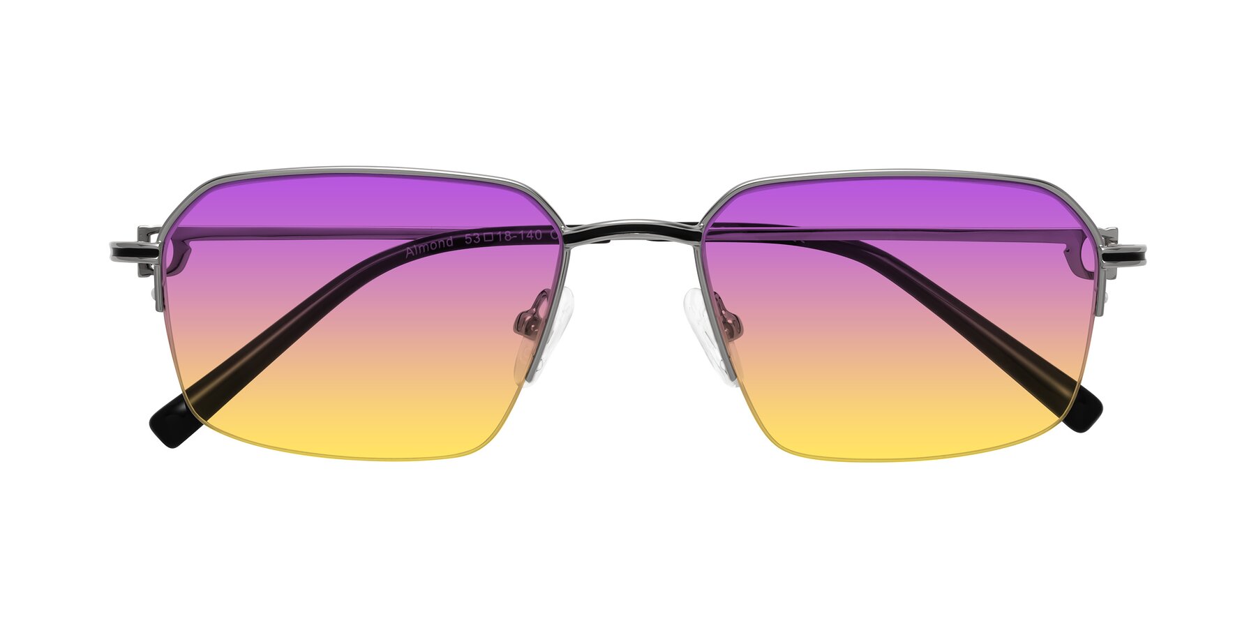 Folded Front of Almond in Silver with Purple / Yellow Gradient Lenses